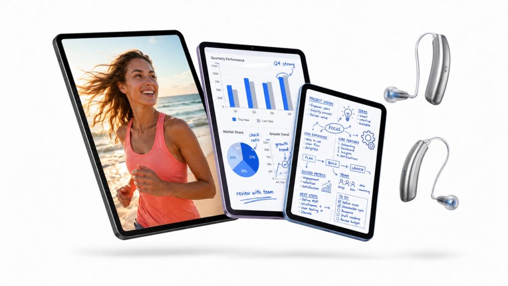 iPadラインナップとMFi補聴器の活用イメージ