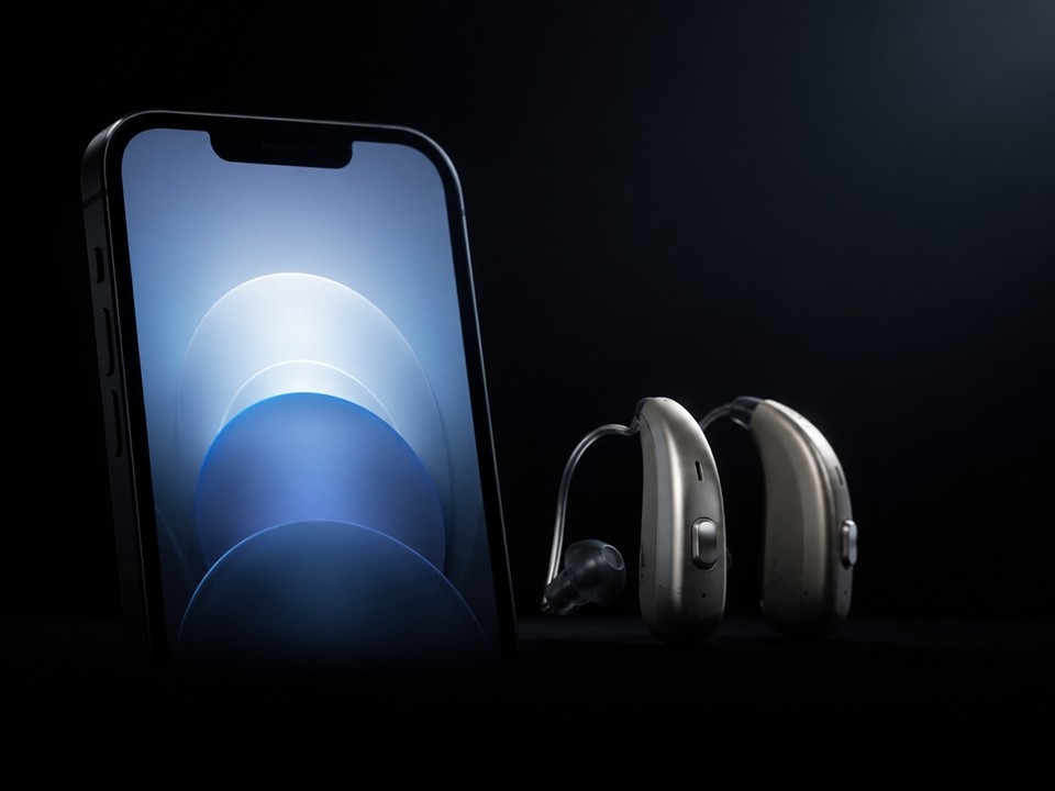 iPhoneとMFi補聴器のワイヤレス接続イメージ