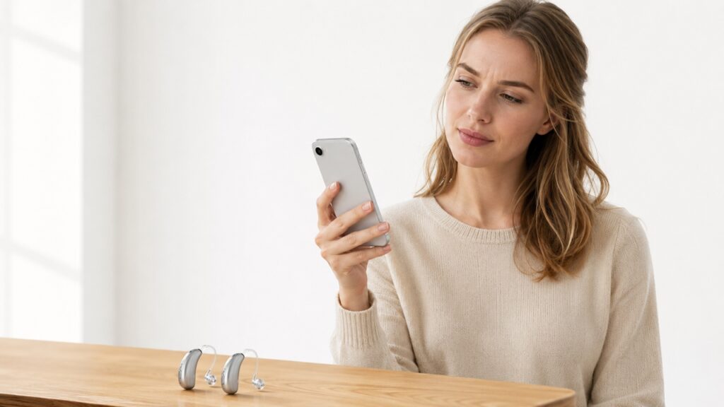 MFi補聴器の接続トラブルに悩むイメージ